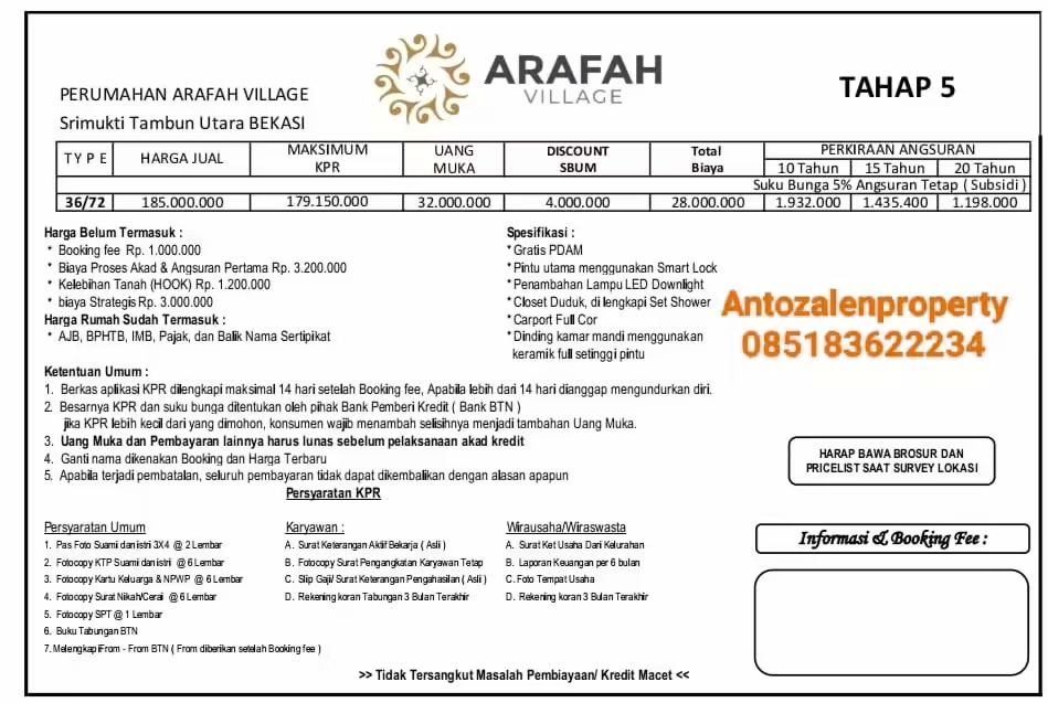 Pricelist Resmi & Rincian KPR Tahap 5